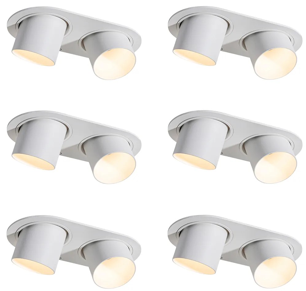 Zestaw 6 białych dwupunktowych spotów wpuszczanych GU10 50mm - Installa