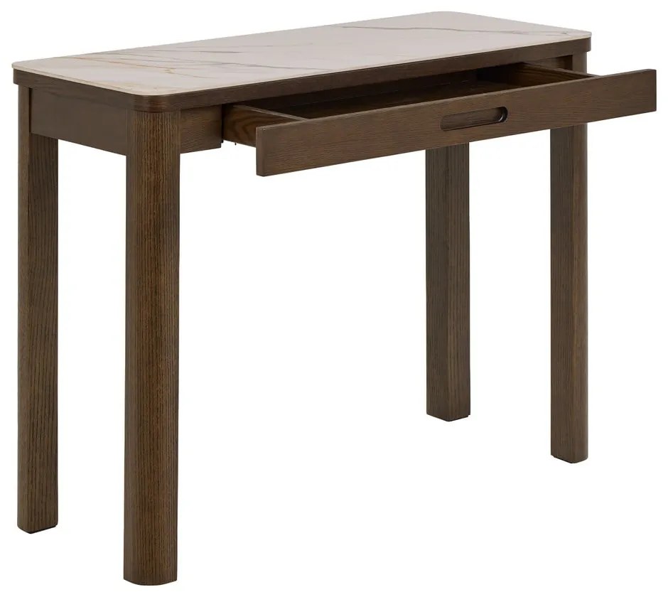 Beżowo-ciemnobrązowa konsola z ceramicznym blatem 40x100 cm Southampton – Actona