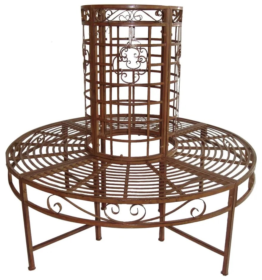 Czarno-ciemnobrązowa metalowa ławka ogrodowa Larissa – Garden Pleasure
