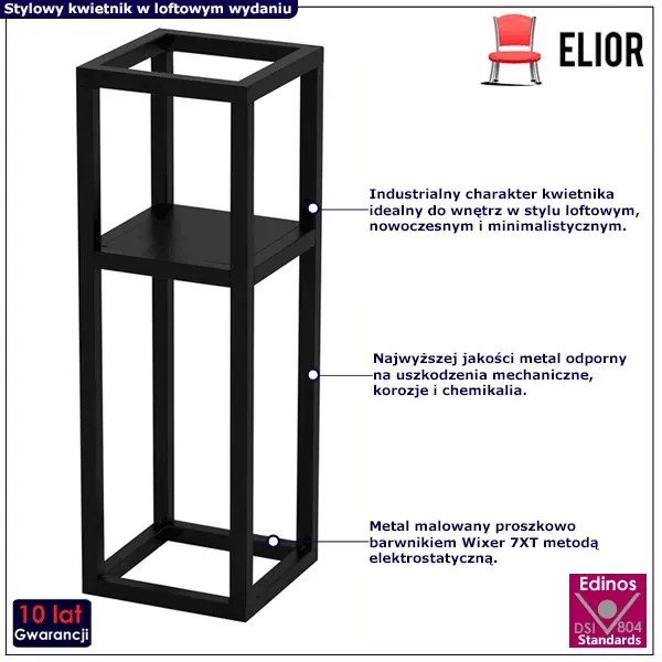 Industrialny czarny kwietnik stojący - Haser 4X