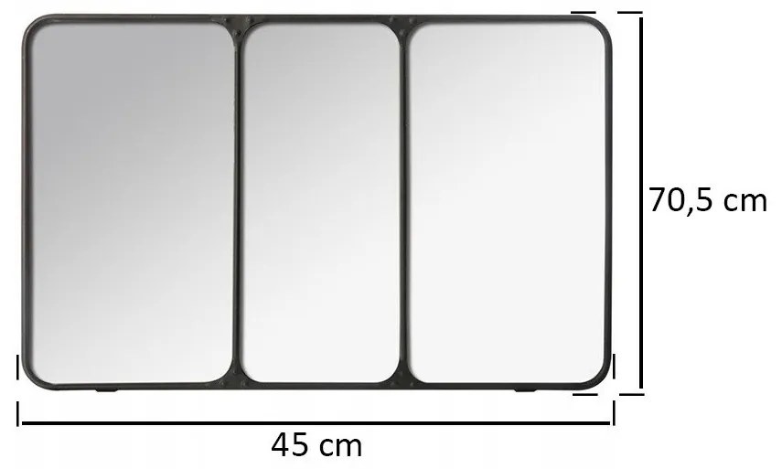 Lustro trójdzielne w metalowej ramie, dekoracyjne zwierciadło w stylu nowoczesnym - 45 x 70,5 cm, Atmosphera Créateur d'intérieur