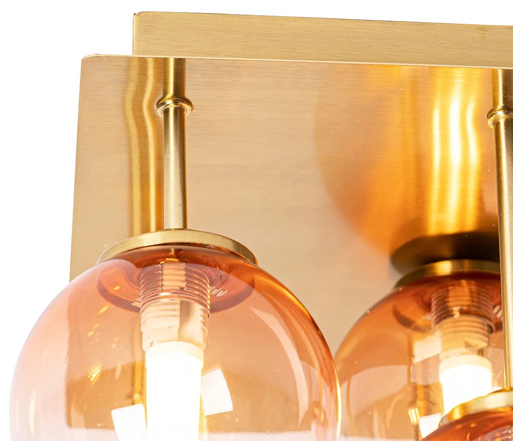 Lampa sufitowa w stylu art deco złota z różowym szkłem 9-świateł - Athens ArtDeco Oswietlenie wewnetrzne