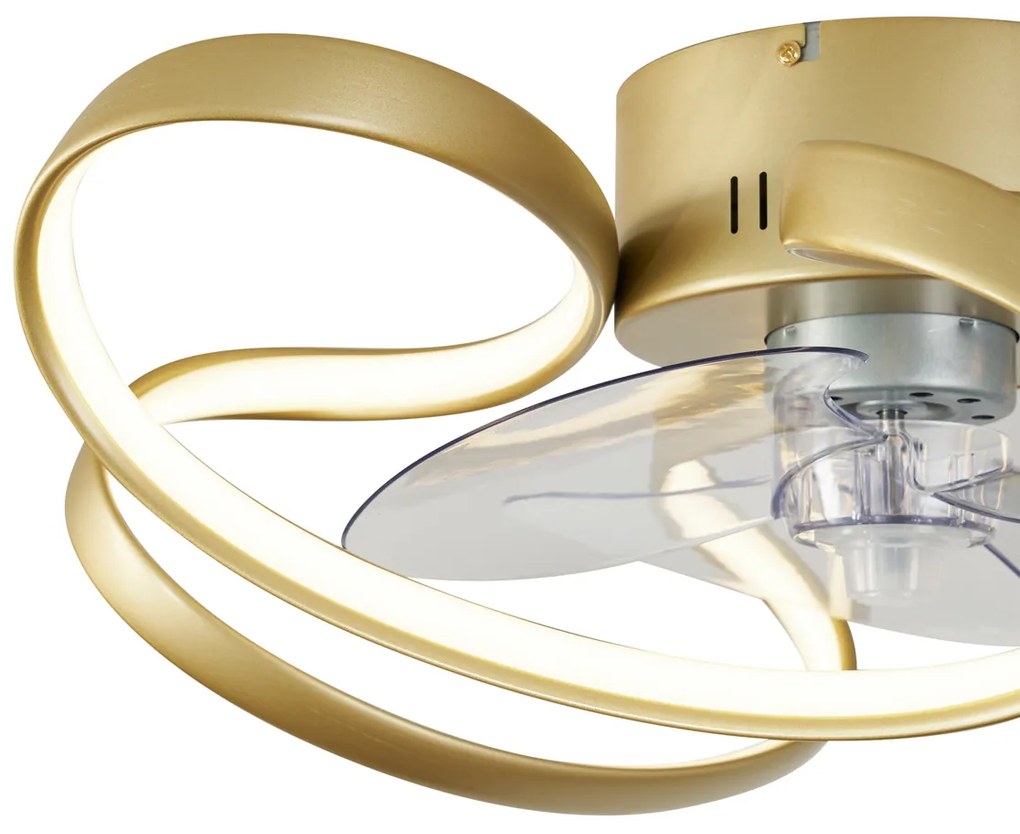 Wentylator sufitowy z lampą mosiądz 55 cm z LED z możliwością ściemniania z pilotem - MandyDesignerski Oswietlenie wewnetrzne