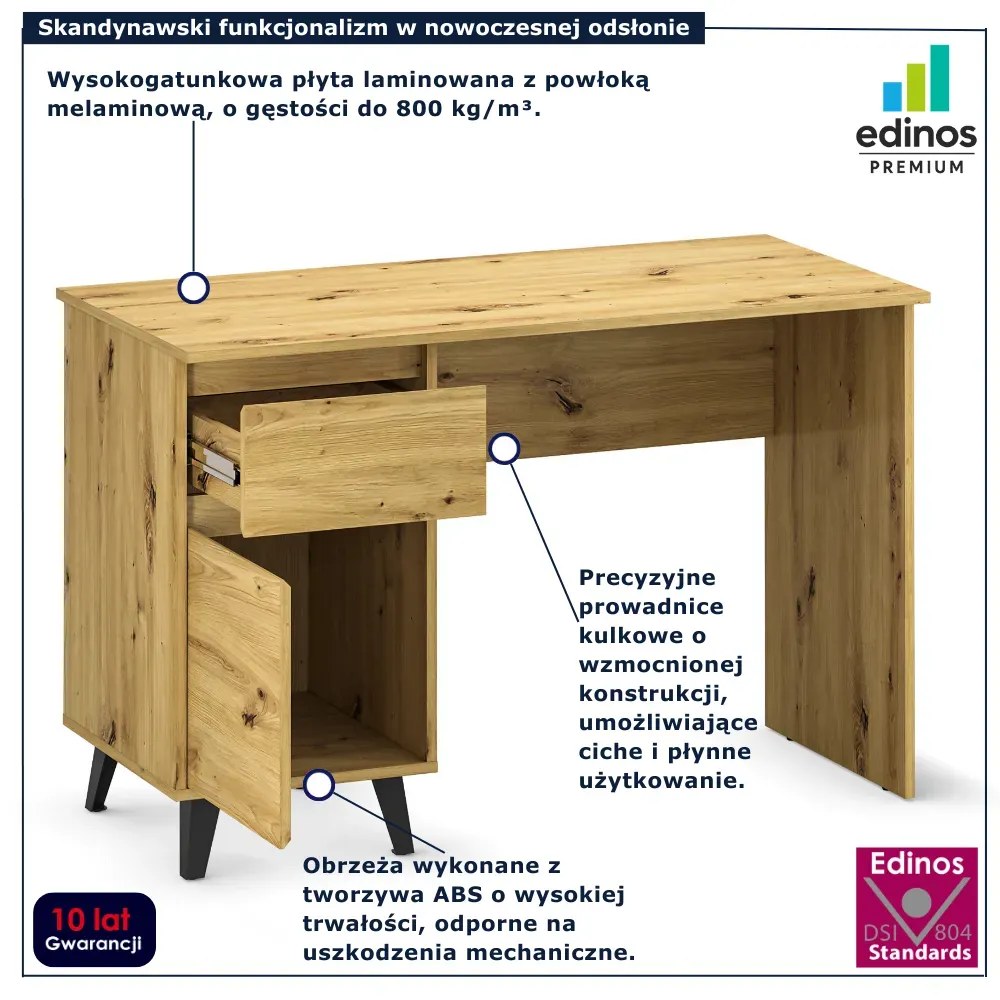 Skandynawskie biurko z szafką dąb artisan A7-P93