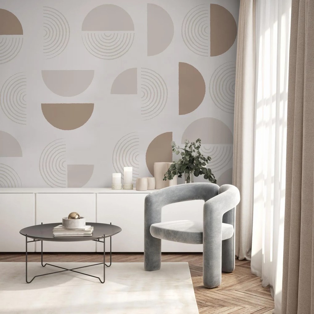 Fototapeta – Abstrakcyjne beżowe koła (196x136 cm)