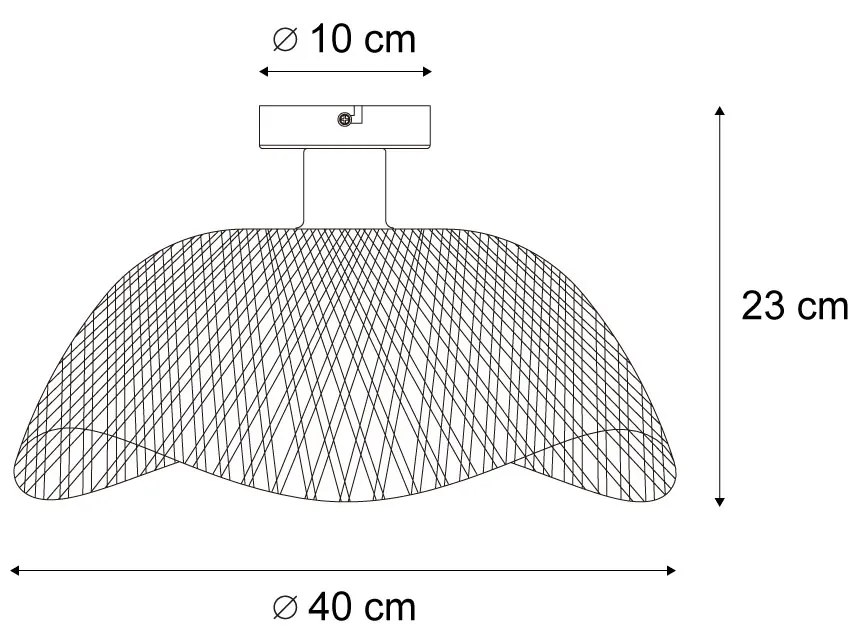 Lampa sufitowa w stylu art deco, czarna bambusowa, 40 cm - Alka