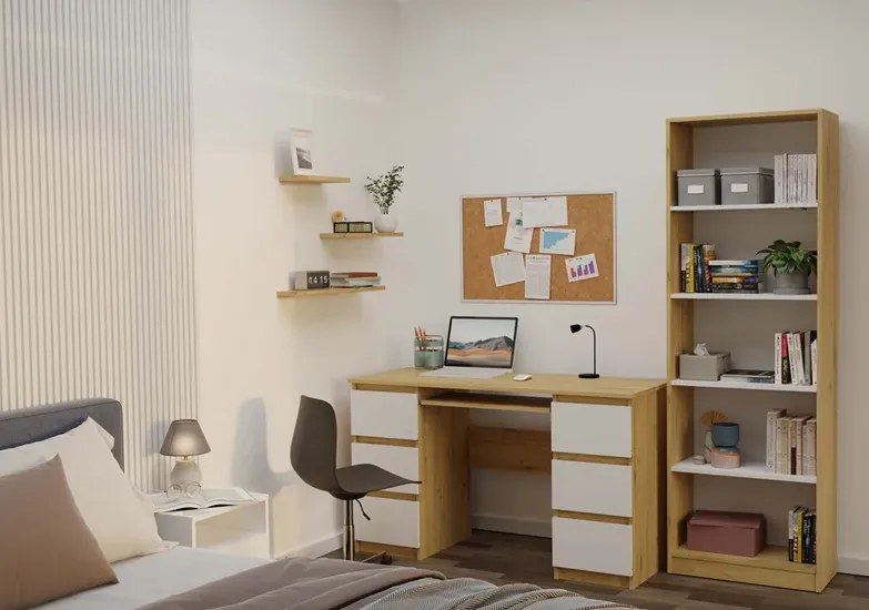 Nowoczesny regał z 5 półkami dąd artisan + biały L8-S70