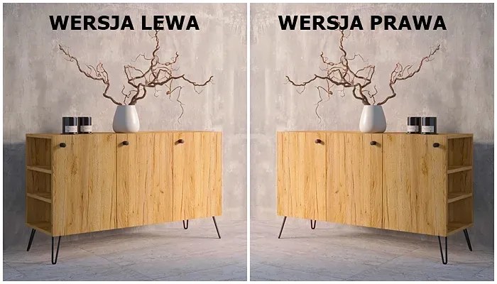 Nowoczesna komoda lewostronna w stylu loft dąb craft - Larkso 7X