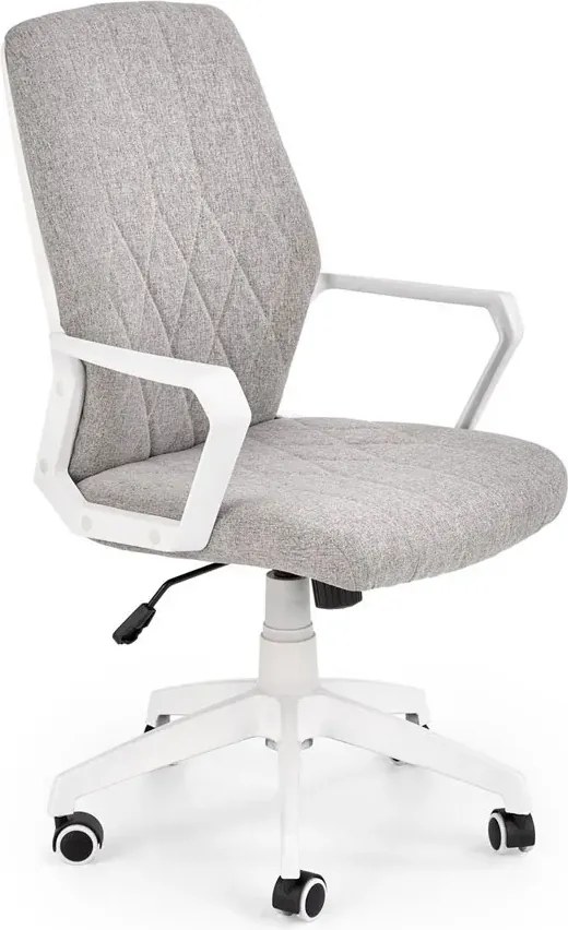 Minimalistyczny fotel biurowy materiałowy - popielaty + biały T3-H59