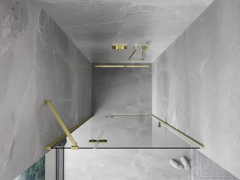 Mexen Mist-H drzwi prysznicowe uchylne lewe 80 cm, transparent, złote szczotkowane - 8A5-080-000-55-00-L