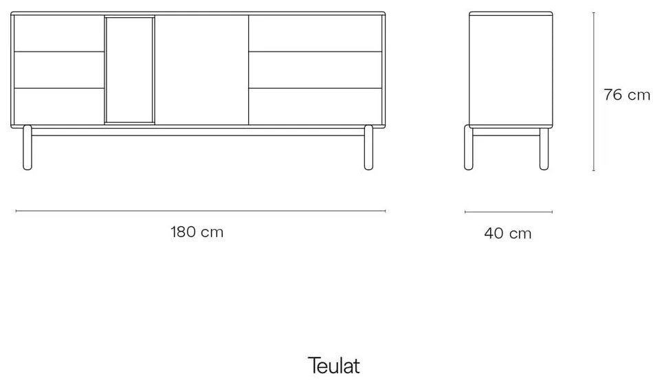 Ciemnoszara wysoka komoda 180x76 cm Corvo – Teulat