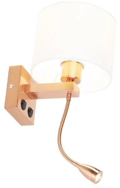 Lampa ścienna w stylu art deco miedziana z białym kloszem - Brescia Nowoczesny Oswietlenie wewnetrzne