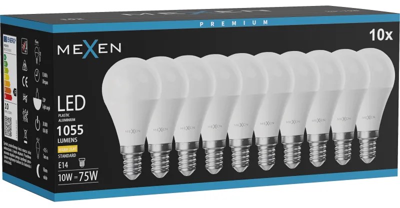Mexen Nova 10x żarówka LED E14, G45, 10W, Ciepła - 3000K, 1055 lm - L101-E14-1030-01x10