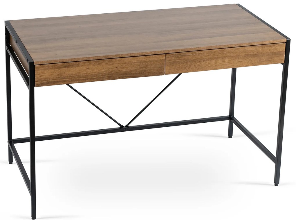 Biurko do Gabinetu z Szufladami ALLY 123 cm Orzech/Czarny Nowoczesne Loft