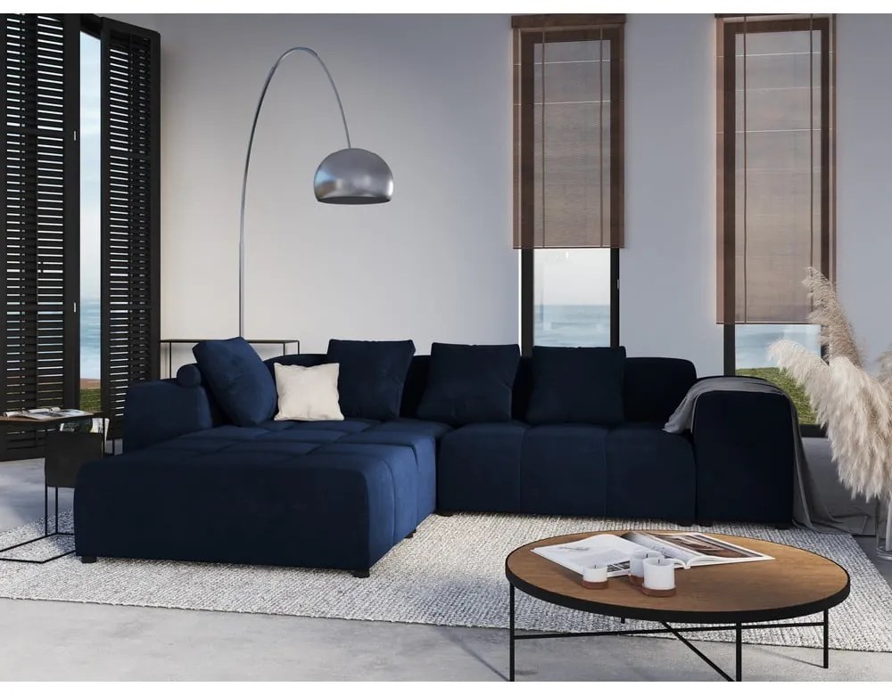 Niebieski moduł aksamitnej sofy Rome Velvet – Cosmopolitan Design