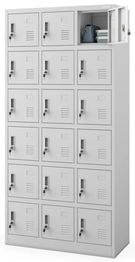 Szafka pracownicza skrytkowa szara: KAROL, 900 x 1850 x 400 mm