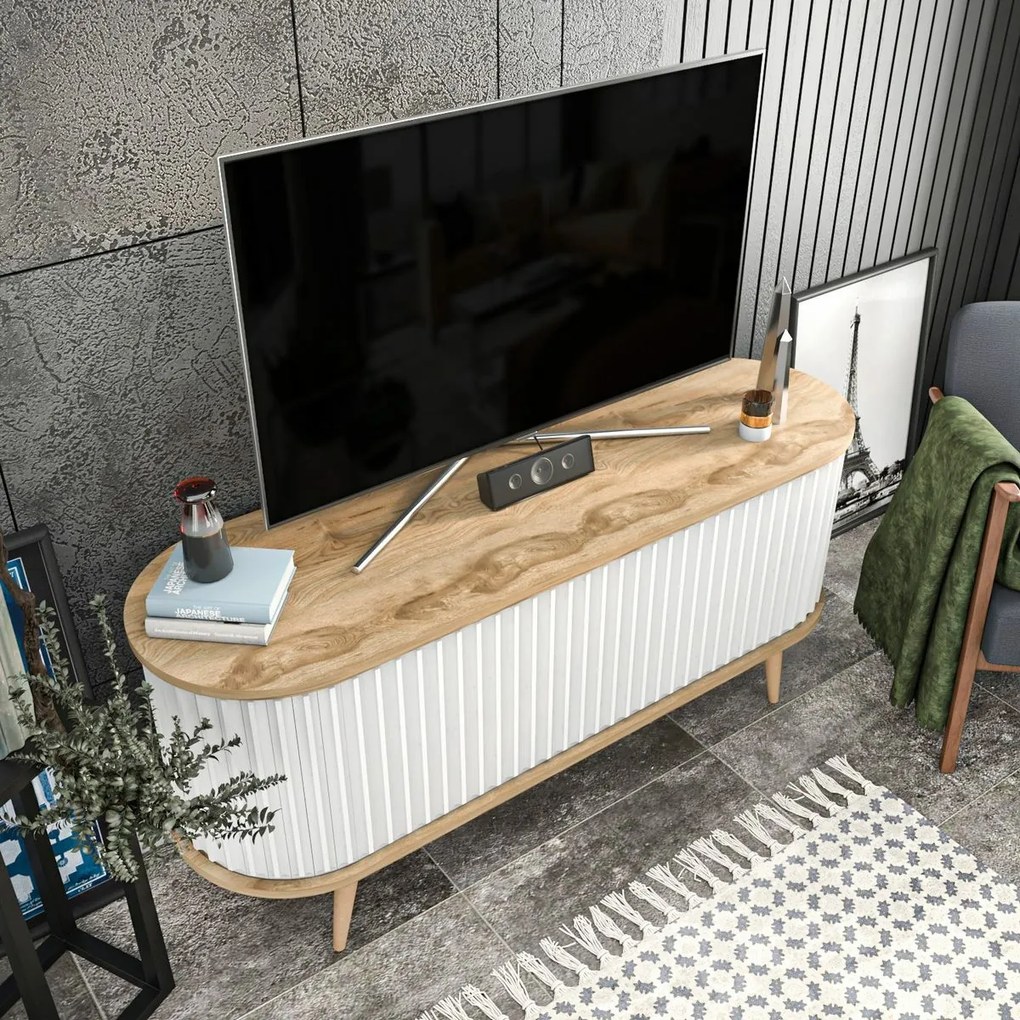 Stolik pod telewizor Stor Oak and White I