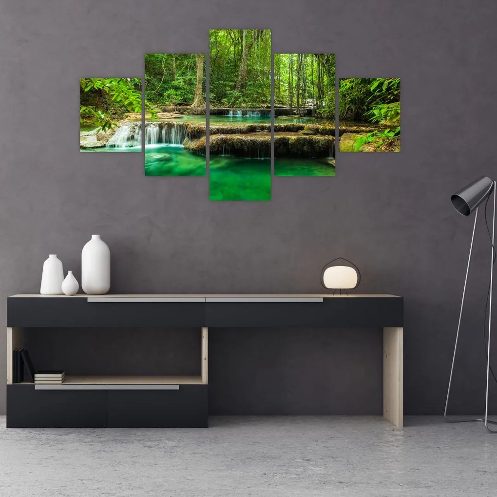 Obraz - Wodospad Erawan w Kanchanaburi, Tajlandia (125x70 cm)