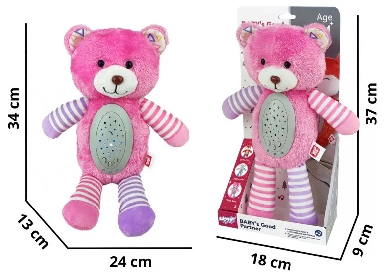 Woopie baby przytulanka usypiacz projektor 2w1 różowy miś - 10 kołysanek