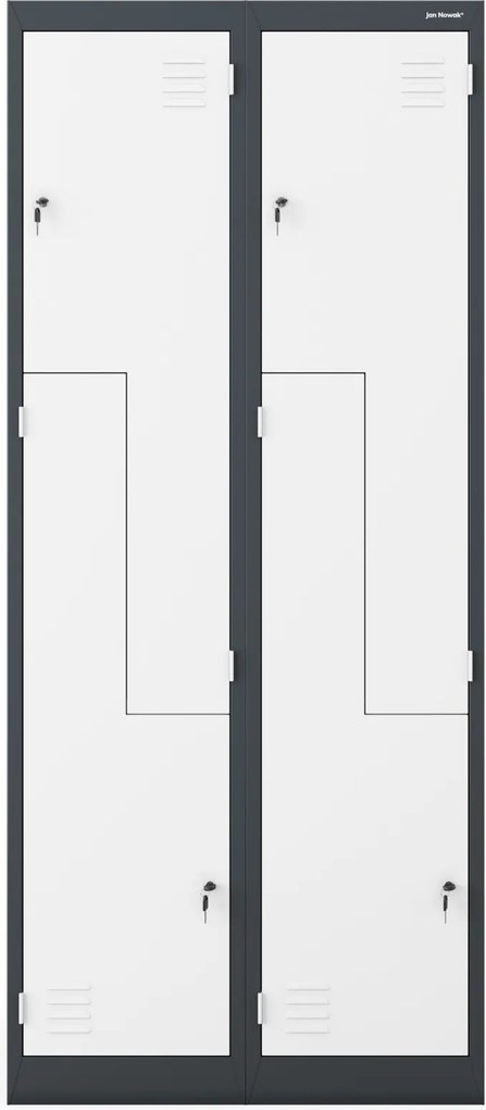 Szafa socjalna czterokomorowa Julia 80x45x185 cm antracyt/biały