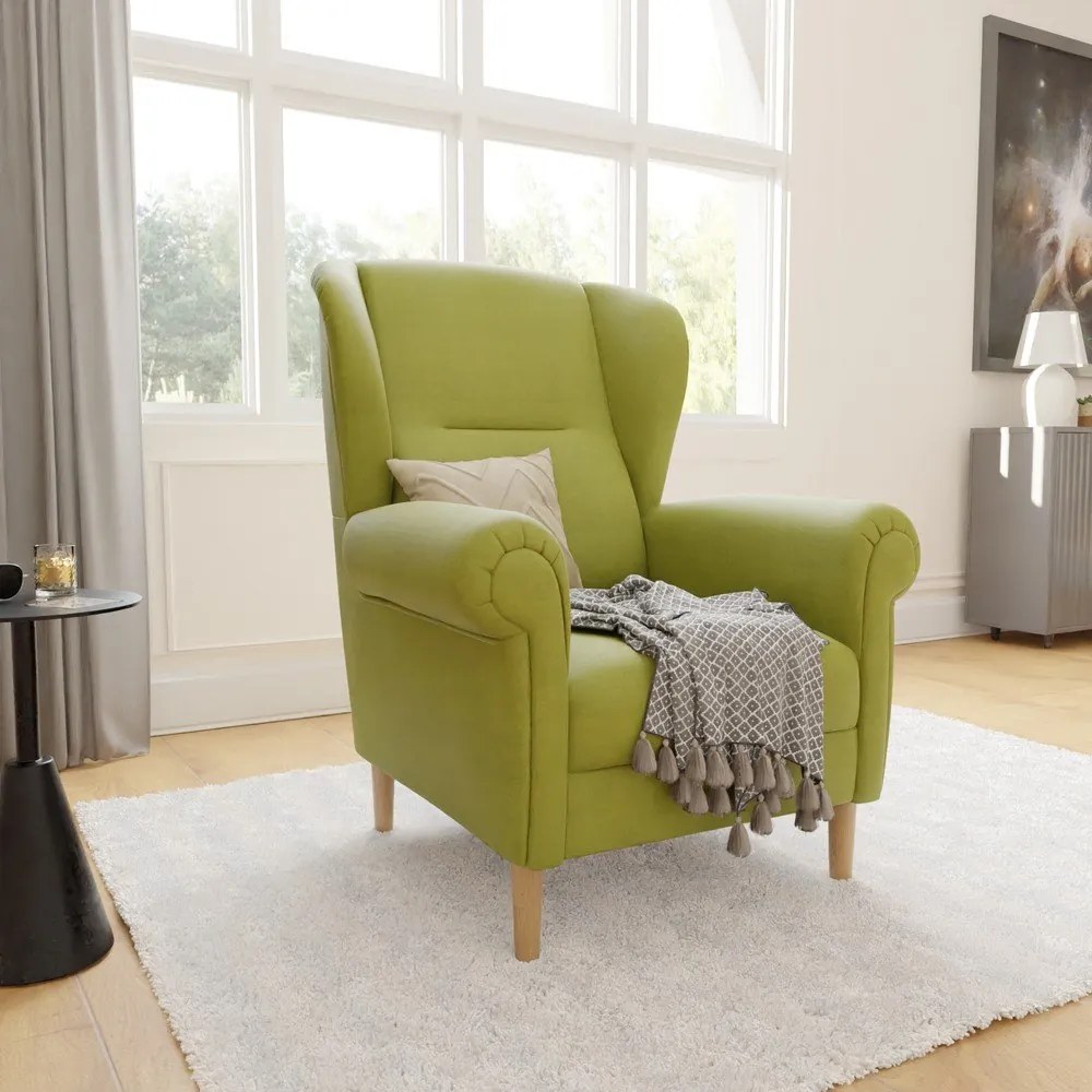 Zielony fotel typu uszak Swan – Ropez