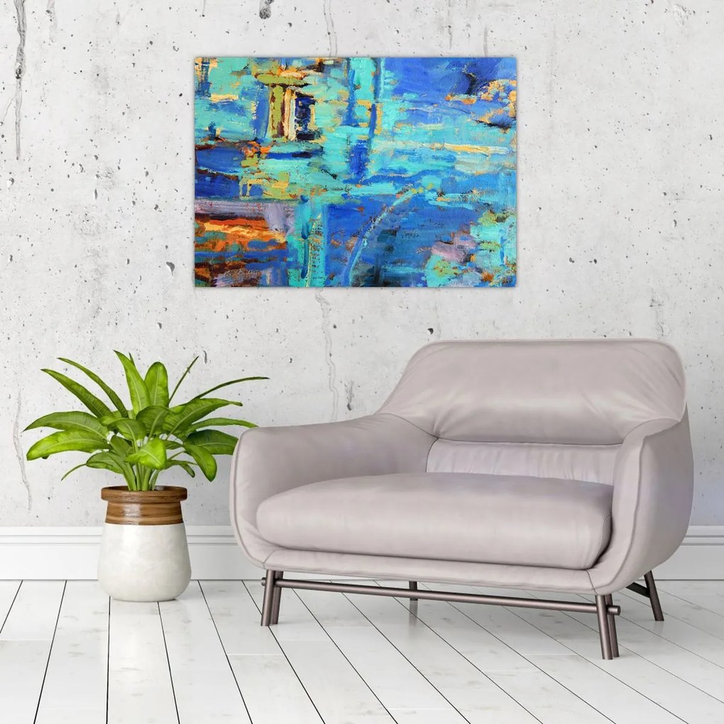 Obraz na szkle - Abstrakcyjny obraz olejny (70x50 cm)