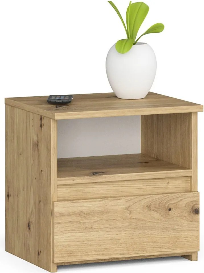 Szafka nocna AKORD CL1 Dąb Artisan 40 cm 1 szuflada kolor Dąb Artisan mat 1 półka 40x35x40 cm