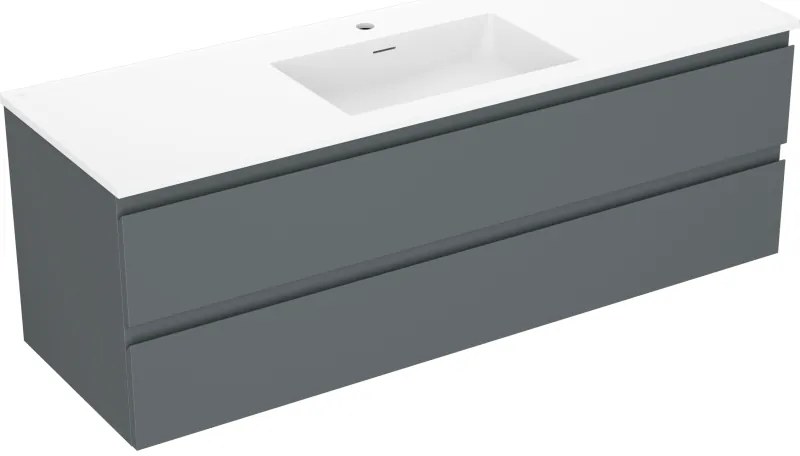 Mexen Orio szafka łazienkowa 140 cm z umywalką Otis, 2 szuflady, grafit mat/biała mat - 91A10-14047-2-BFF66-W18M01