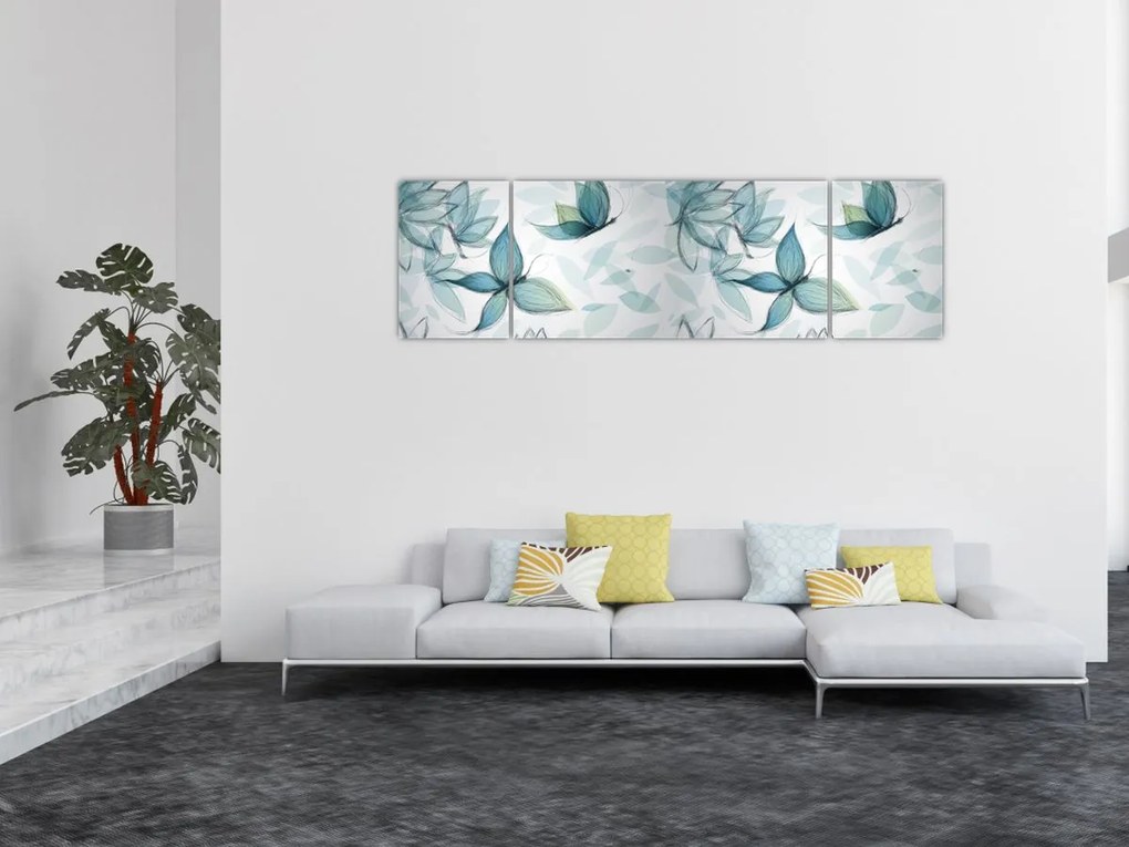 Obraz - Niebieskie motyle (170x50 cm)