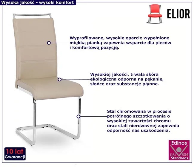 Beżowe nowoczesne krzesło na płozach B0-P43