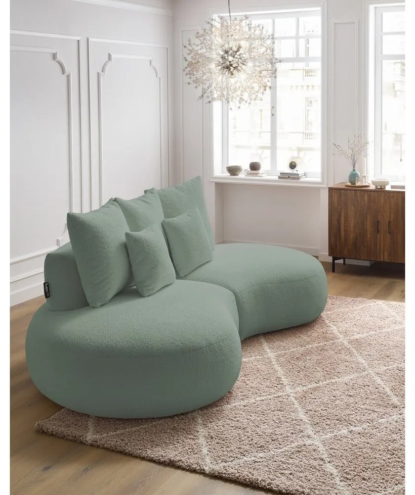 Jasnozielona sofa z materiału bouclé 260 cm Saint-Germain – Bobochic Paris