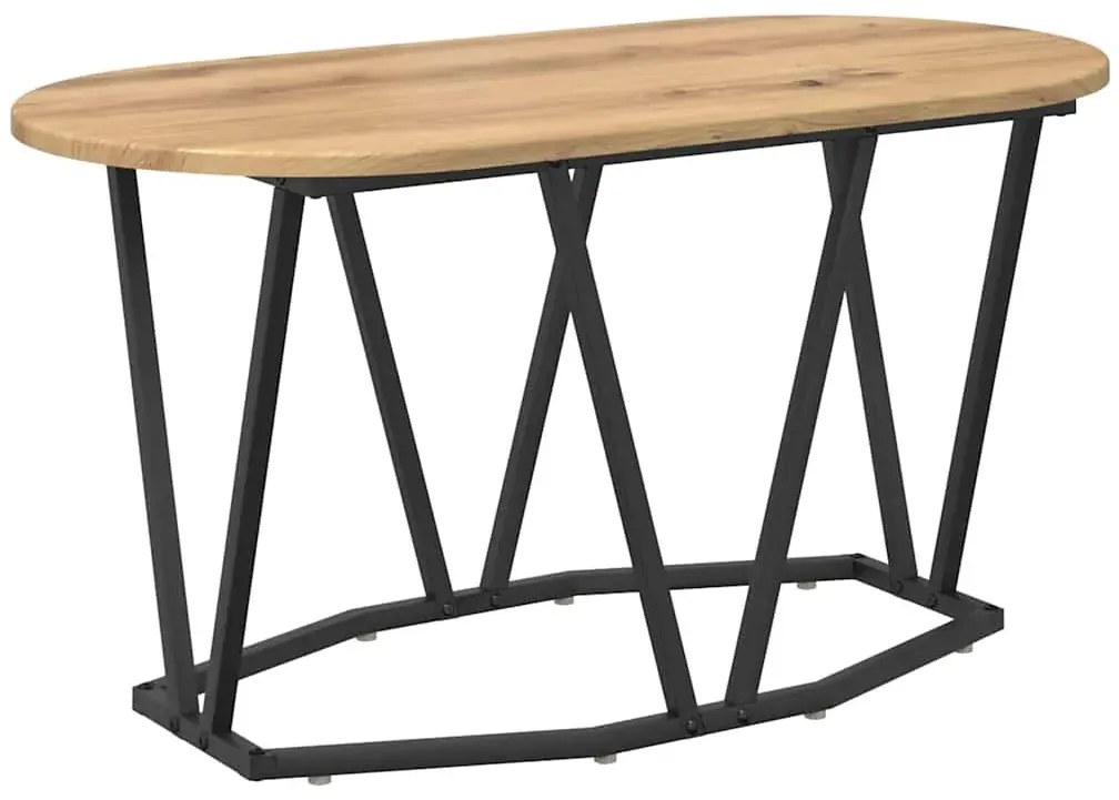 Nowoczesny stolik kawowy owalny metalowy dąb rzemieślniczy H3-T43