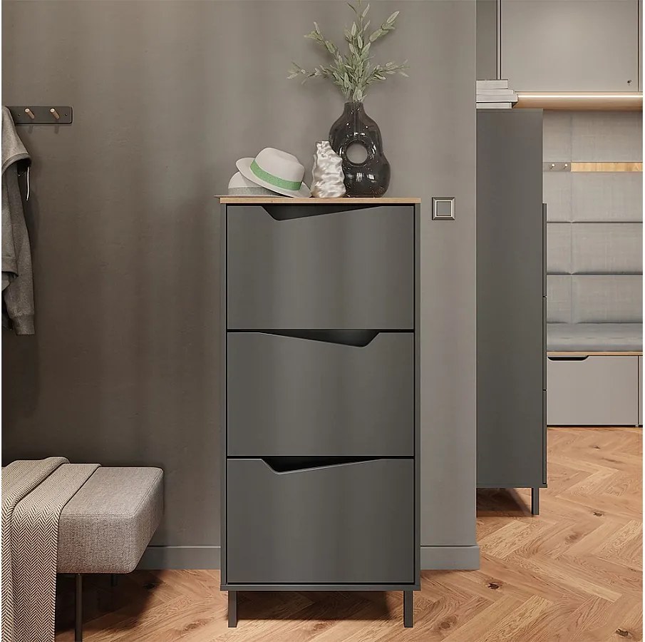 Wózek na buty antracyt/artisan 60x38x129.5 marelle