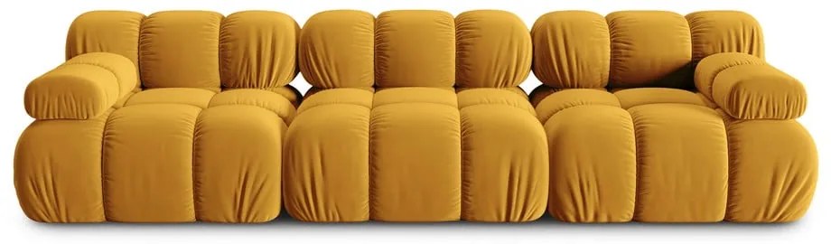 Żółta aksamitna sofa 282 cm Bellis – Micadoni Home