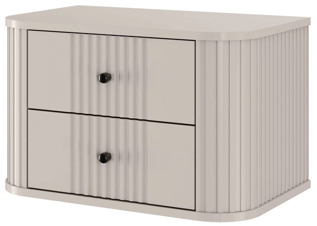 Zestaw szafek nocnych wiszących Vesper 56 cm - kaszmir / czarne uchwyty