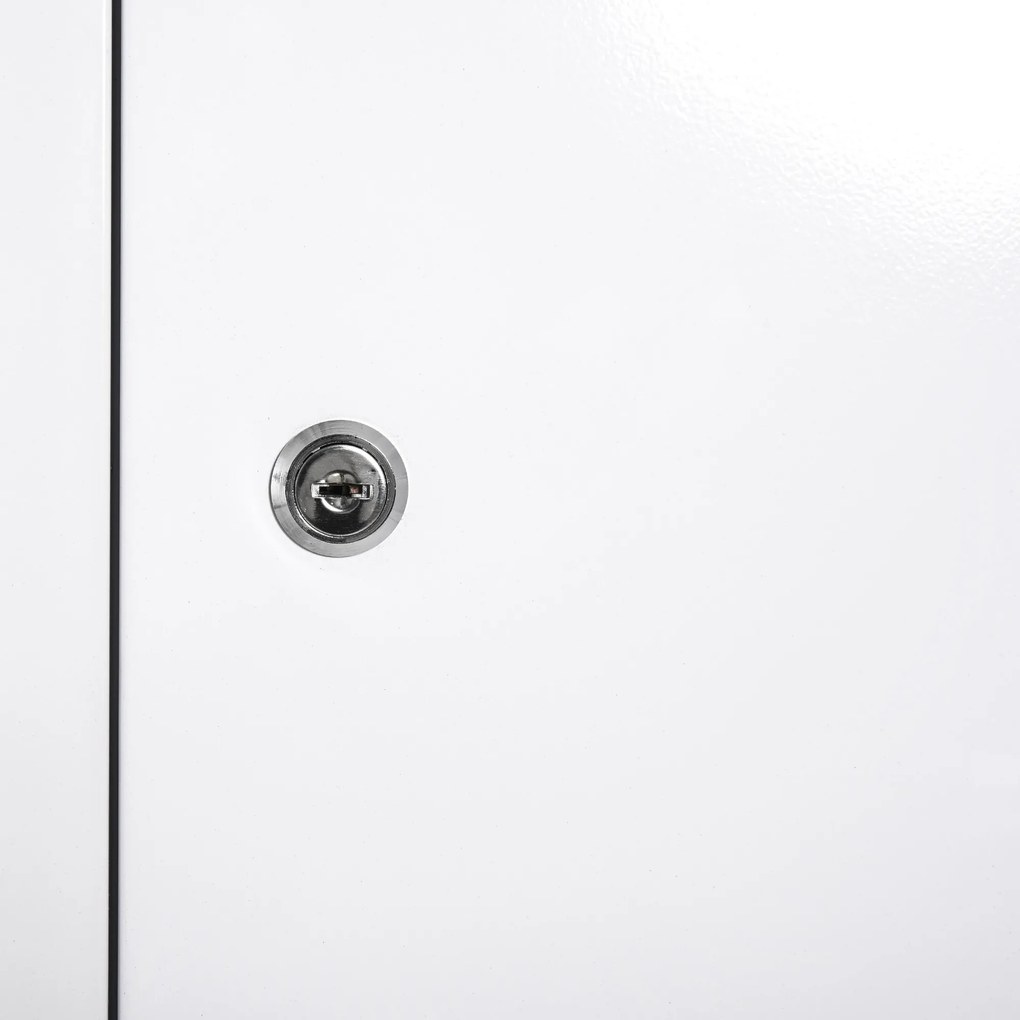 kleankin Apteczka szafka na lekarstwa apteczka pierwszej pomocy z zamkiem 3 półki stal kolor biały