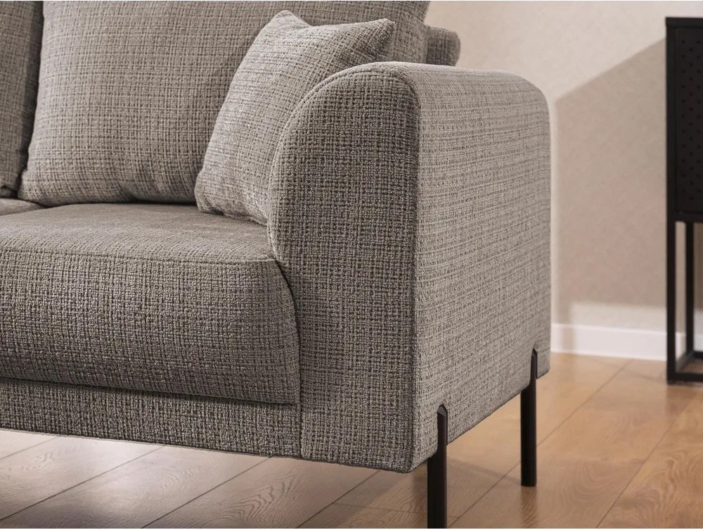 Szarobrązowy narożnik z tkaniny szenilowej (lewostronny/w kształcie litery L) Mauris – Ropez