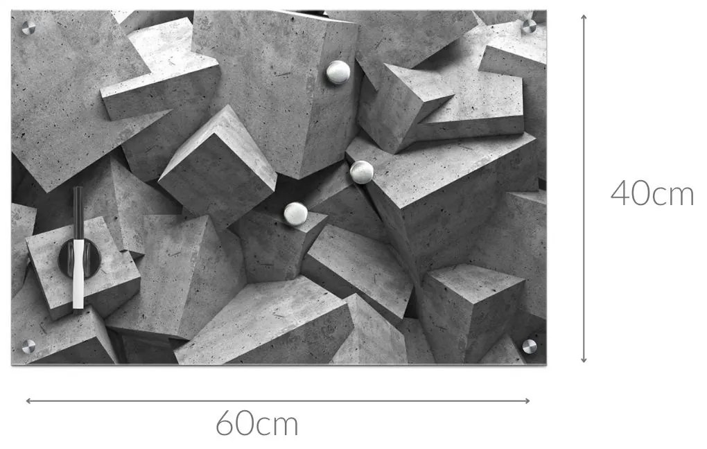 Szklana tablica magnetyczna Cubes + 3 magnesy, 60x40 cm, ZELLER