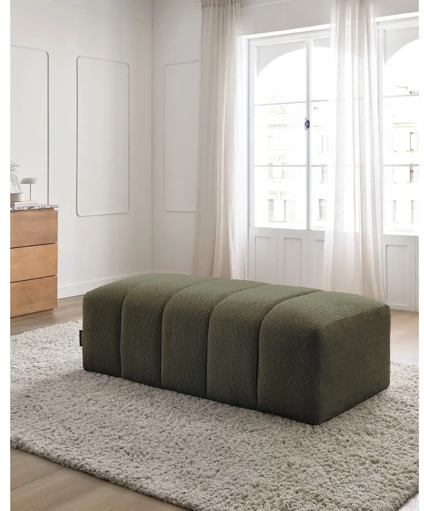 Zielony podnóżek z materiału bouclé Annecy – Bobochic Paris