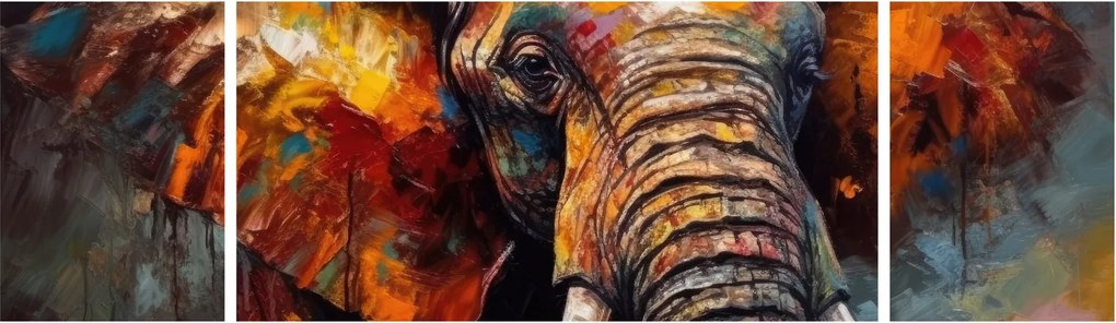 Obraz - Malowanie słonia (170x50 cm)