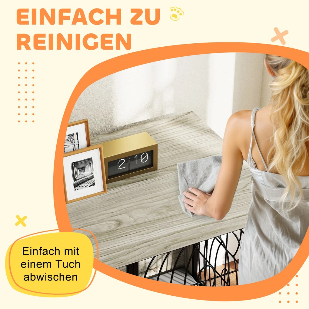 Klatka dla psa PawHut, klatka schronienie z zamknięciem dla dużych psów, Szara