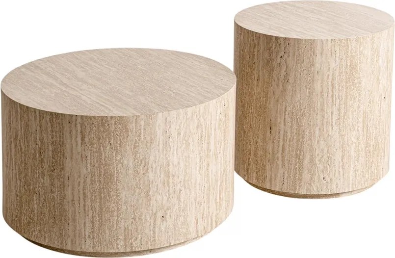 Zestaw stolików kawowych okrągłych Novula 60 i 45 cm - trawertyn