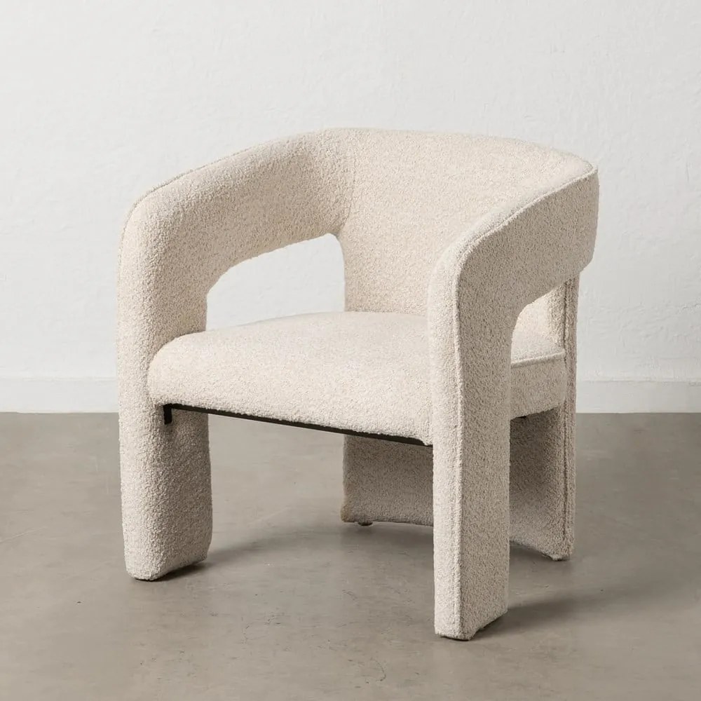 Beżowy fotel z materiału bouclé – Ixia