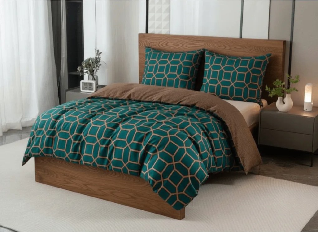 PrzytulneMieszkanie.pl PrzytulneMieszkanie.pl Pościel z mikroflanelu z mikrofibry KERNAL zielona Rozmiar pościeli: 2 szt 70 x 90 cm | 200 x 220 cm