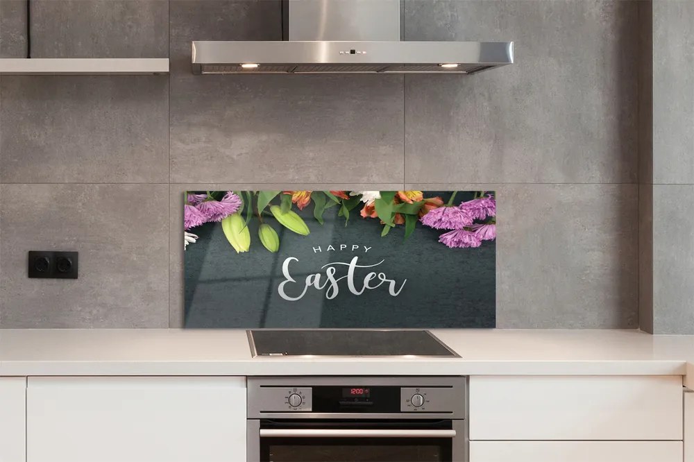 Szkło do Kuchni na Ścianę Wielkanocna Kompozycja Kwiatowa