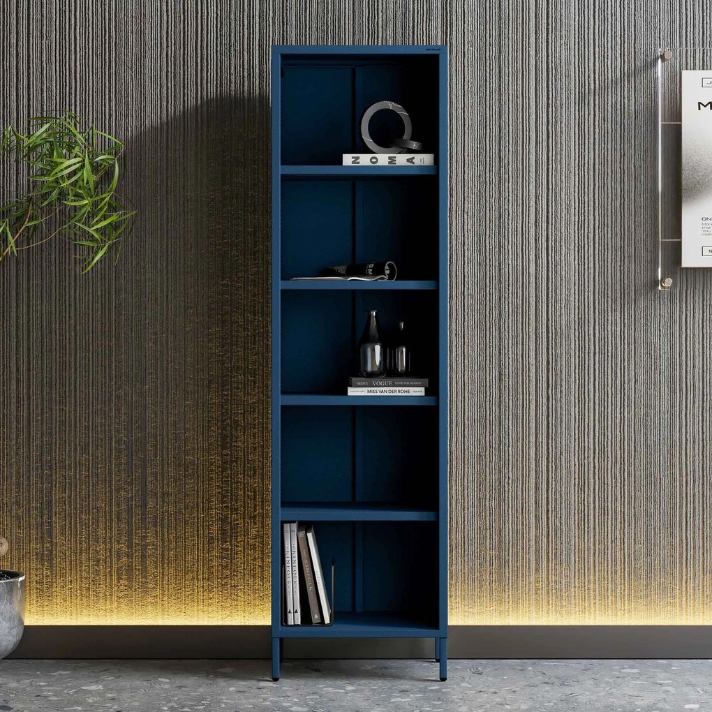 Regał na książki MARIO, 500 x 1800 x 350 mm, Modern: granatowy