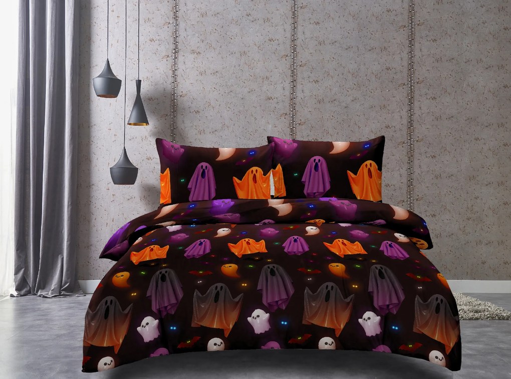 PrzytulneMieszkanie.pl PrzytulneMieszkanie.pl Pościel z mikrofibry SPOOKY SOIREE czarna Rozmiar pościeli: 2 szt 70 x 80 cm | 160 x 200 cm