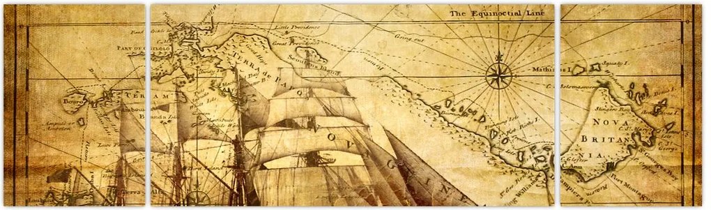 Obraz - Stara mapa (170x50 cm)