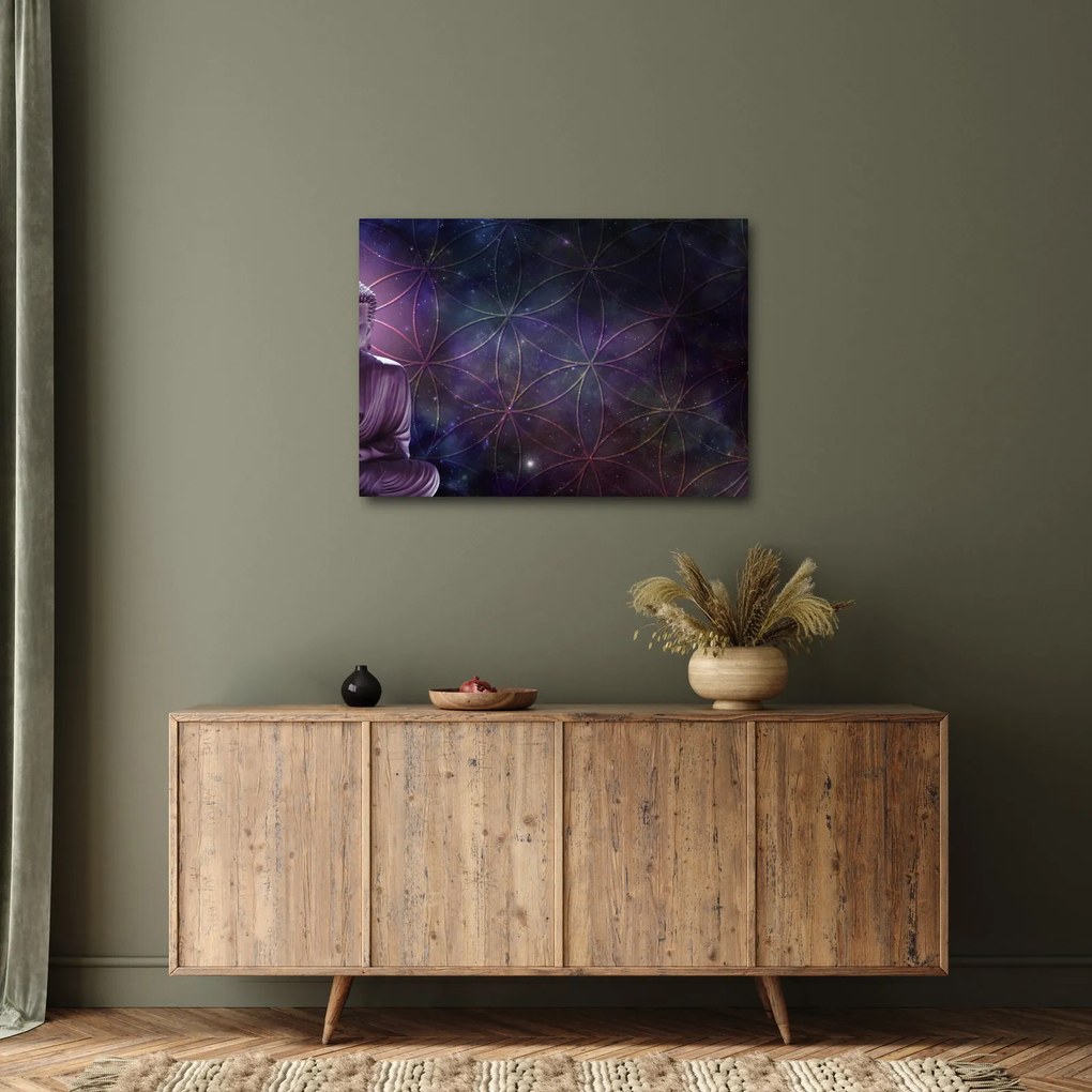 Obraz - Budda z kwiatami życia (70x50 cm)