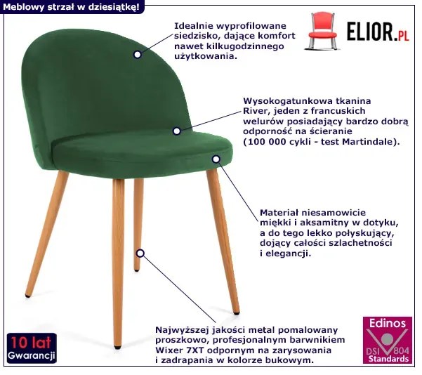 Zielone welurowe krzesło F0-K83